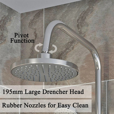 Round Shower Riser Kit Chrome Dual Shower Heads Adjustable Overhead ...