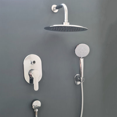 Round Shower Set Thermostatic Concealed Round Mixer Head Chrome Valve - 3