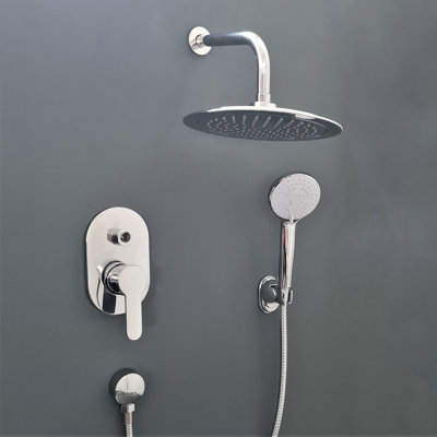 Round Shower Set Thermostatic Concealed Round Mixer Head Chrome Valve - 5