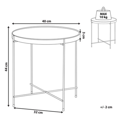 Round Side Table 40cm Black Tempered Glass with Silver Legs