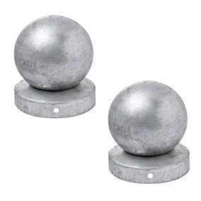 ROUND Silver GALVANISED Fence POST CAP Cover Top WITH BALL 101mm Pack of: 2 pc