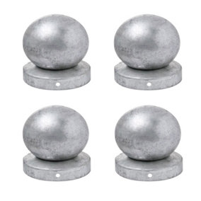 ROUND Silver GALVANISED Fence POST CAP Cover Top WITH BALL 101mm Pack of: 4 pc