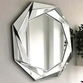 Round Silver Octagonal Wall Mirror Wall Hanging Ornament Home Decor
