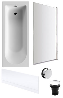 Round Single Ended 1700x700 Bath Set - Front Bath Panel & Chrome Screen ...