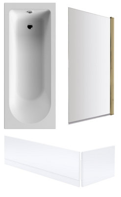 Round Single Ended 1700x700 Bath Set - Front & End Panels & Brushed ...