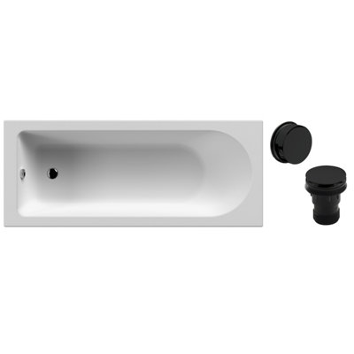 Round Single Ended Bath and Black Waste - 1700 x 700mm