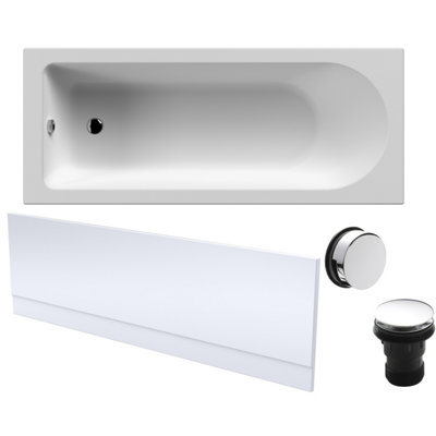 Round Single Ended Bath, Front Panel and Chrome Waste - 1700 x 700mm