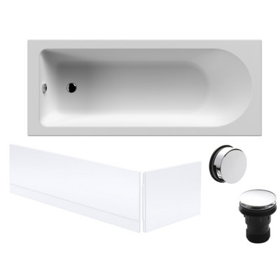 Round Single Ended Bath with Front and End Panel and Chrome Waste - 1700 x 700mm