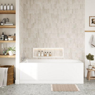 Round Single Ended Bath with Front and End Panel and Chrome Waste - 1700 x 700mm