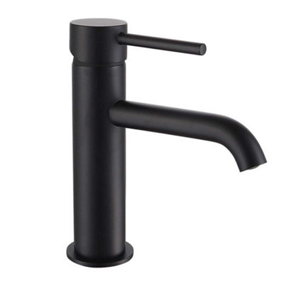 Round Single Lever Bathroom Basin Mono Mixer Matte Black Tap Luxhaus ...