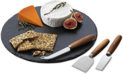 Round Slate Serving Board Gift Set