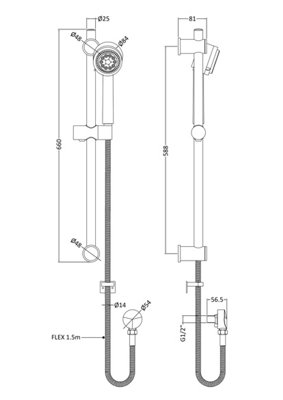 Round Slide Rail Shower Kit with Multi Function Head & Adjustable Brackets - Chrome - Balterley