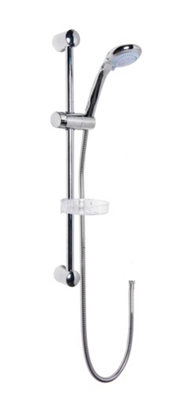 Round Slide Rail Shower Kit with Multi Function Head & Outlet Elbow - Chrome - Balterley