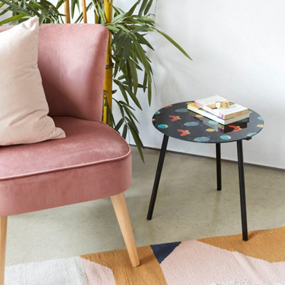 Round Small Side Table Bugs Design Novelty Living Room End Table Black ...