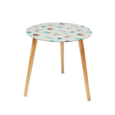 Round Small Side Table Bugs Design Novelty Living Room End Table White ...