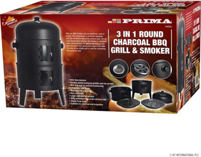 Round Smoker Bbq Charcoal Barbecue Grill Outdoor Garden Patio Party Cooker New