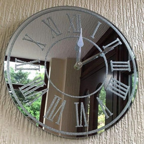 Round Sparkle Glitter Mirrored Wall Clock