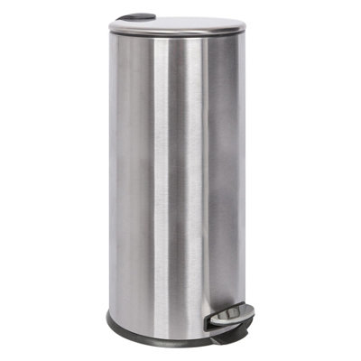 Round Stainless Steel Kitchen Pedal Bin - 30L - Brushed