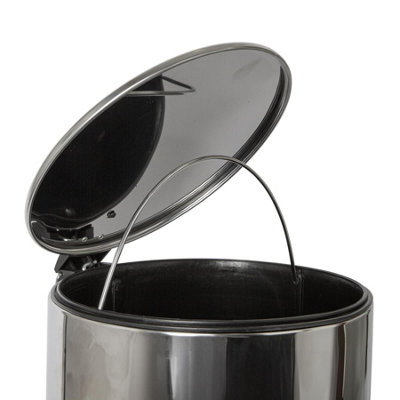 Round Stainless Steel Kitchen Pedal Bin - 30L - White - 4