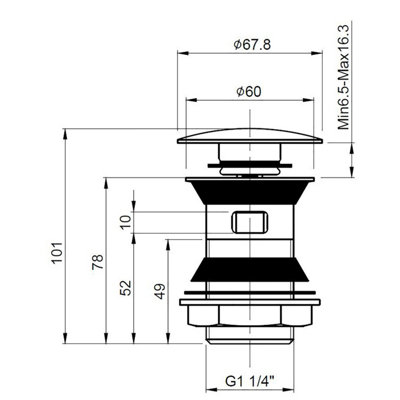 Round Stainless Steel Push Button Basin Waste Slotted - Chrome