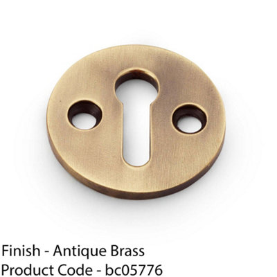 Round Standard Lock Profile Escutcheon - Antique Brass Door Key Plate