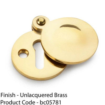 Round Standard Lock Profile Escutcheon & Smooth Swing Cover - Unlaquered Brass