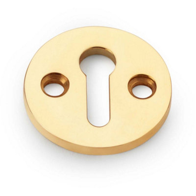 Round Standard Lock Profile Escutcheon - Unlaquered Brass Door Key Plate