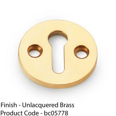 Round Standard Lock Profile Escutcheon - Unlaquered Brass Door Key Plate