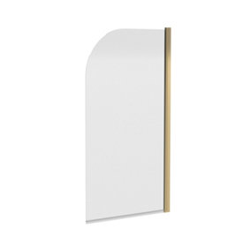 Round Straight 6mm Toughened Safety Glass Reversible Shower Bath Screen - Brushed Brass - Balterley