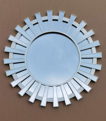 Round Sunburst Panels Wall Mirror