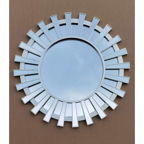 Round Sunburst Panels Wall Mirror