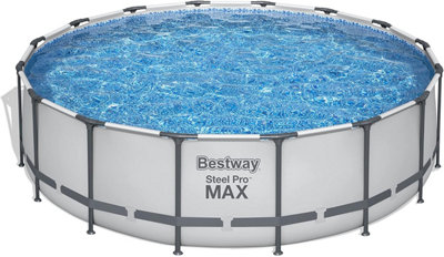 Round Swimming Pool Set, 16ft Bestway Steel Pro Max Above Ground Pool w ...