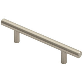 Round T Bar Cabinet Pull Handle 156 x 12mm 96mm Fixing Centres Satin Nickel