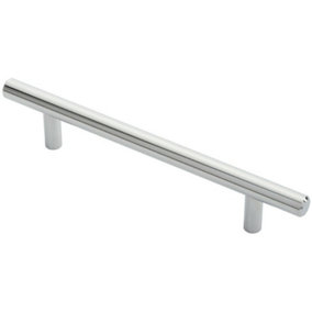 Round T Bar Cabinet Pull Handle 188 x 12mm 128mm Fixing Centres Chrome