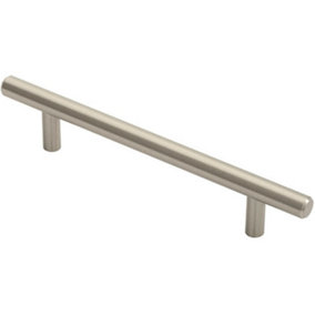 Round T Bar Cabinet Pull Handle 188 x 12mm 128mm Fixing Centres Satin Nickel
