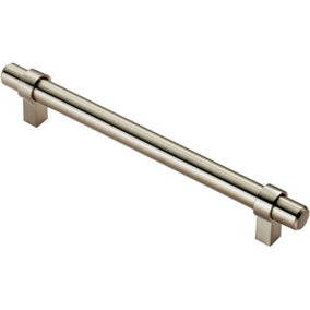Round T Bar Cabinet Pull Handle 200 x 14mm 160mm Fixing Centres Satin Nickel