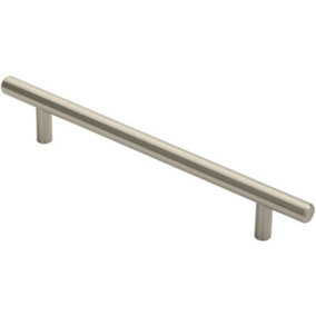Round T Bar Cabinet Pull Handle 220 x 12mm 160mm Fixing Centres Satin Nickel