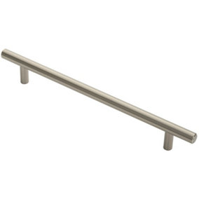 Round T Bar Cabinet Pull Handle 252 x 12mm 192mm Fixing Centres Satin Nickel