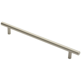 Round T Bar Cabinet Pull Handle 284 x 12mm 224mm Fixing Centres Satin Nickel