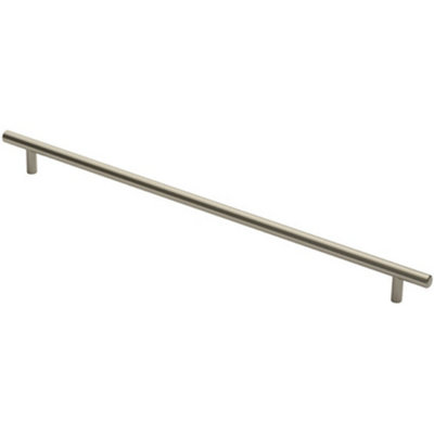 Round T Bar Cabinet Pull Handle 444 x 12mm 384mm Fixing Centres Satin Nickel