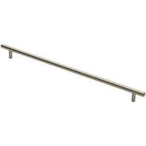 Round T Bar Cabinet Pull Handle 444 x 12mm 384mm Fixing Centres Satin Nickel