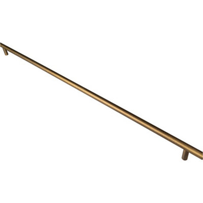 Round T Bar Cabinet Pull Handle 668 x 12mm 608mm Fixing Centres Antique Brass