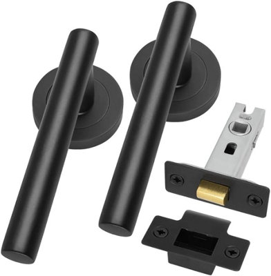 Round T-Bar Internal Door Handles Pair and Latch (63mm, 2.5