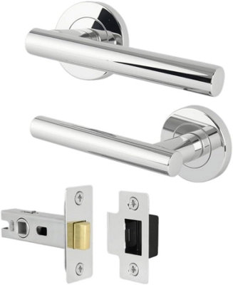 Round T-Bar Internal Door Handles Pair and Latch (63mm, 2.5