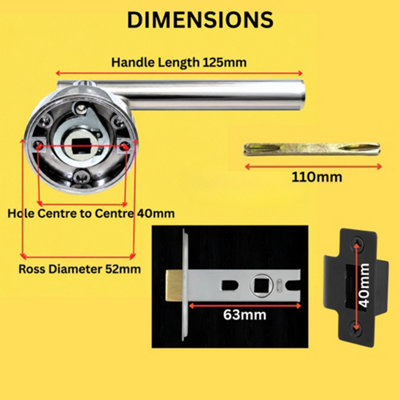 Round T-Bar Internal Door Handles Pair and Latch (63mm, 2.5