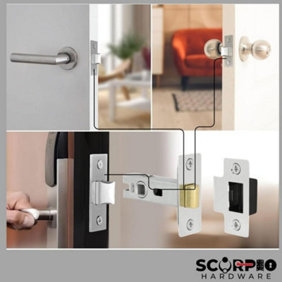 Round T-Bar Internal Door Handles Pair and Latch (63mm, 2.5