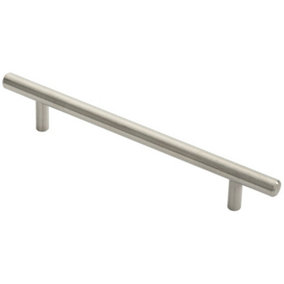 Round T Bar Pull Handle 178 x 10mm 128mm Fixing Centres Stainless Steel
