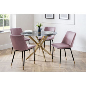 Round Table & 4 Delaunay Pink Chairs