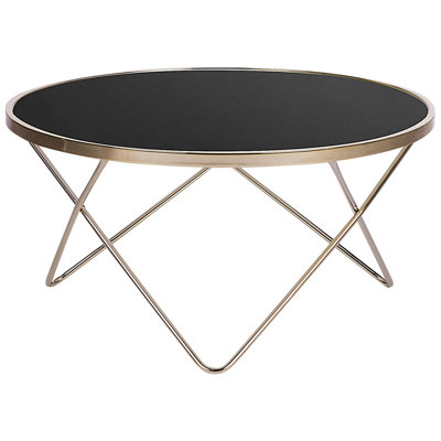 Round Table Tempered Glass Gloss Gold MERIDIAN