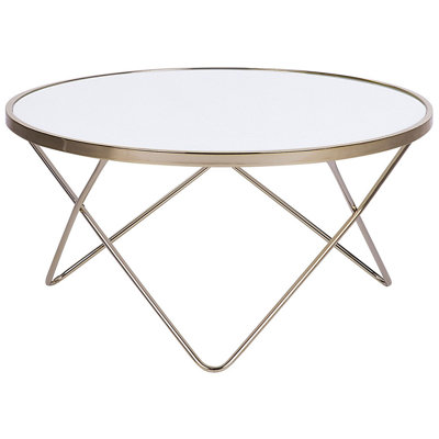 Round Table Tempered Glass Gloss Gold MERIDIAN